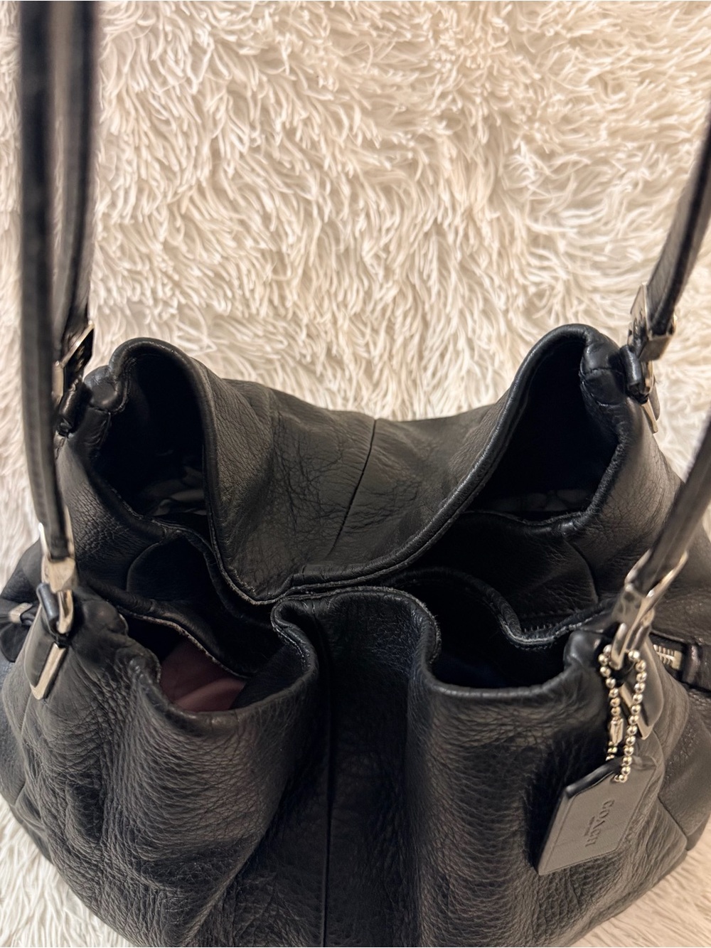 Coach Madison Phoebe 2013” Black Pebbled Leather Hobo Shoulder Bag #26224 - Picture 10 of 16